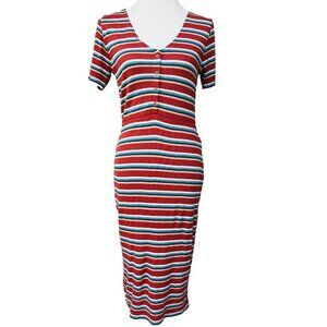 Roxy Women's Bring It On Short Sleeve Ribbed Dress Size M ARJKD03195